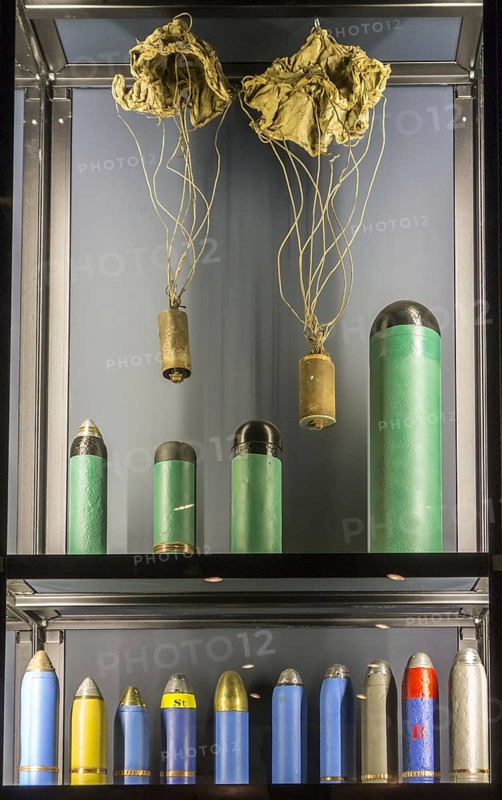 First World War One artillery ammunition in the Memorial Museum Passchendaele 1917 at Zonnebeke