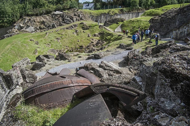 Broken gun turret and debris of the exploded magazine in the Fort de Loncin