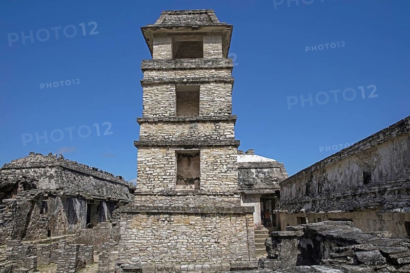 Palace with Observation Tower at the pre-Columbian Maya civilization site of Palenque