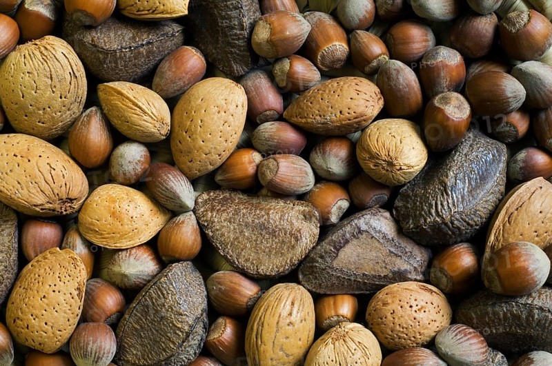 Mixture of dry nuts: hazelnuts