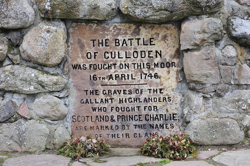Memorial cairn in honour of the fallen Jacobite soldiers at the Culloden battlefield