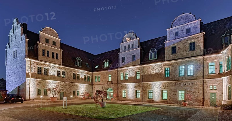 Stadthagen Castle courtyard illuminated night Stadthagen Germany
