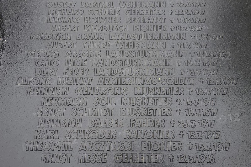 Gravestone on mass grave of German soldiers at the First Wolrd War One Deutscher Soldatenfriedhof Consenvoye