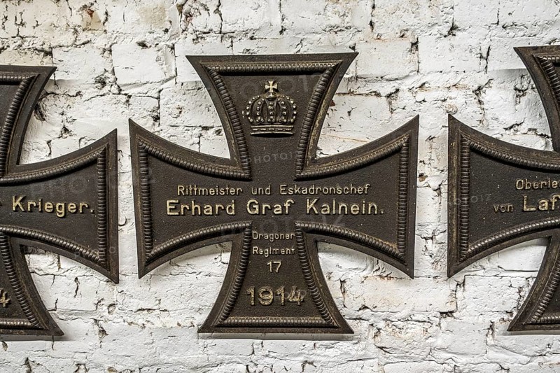 German iron crosses from original cemetery in the WWI museum Battle of the Silver Helmets