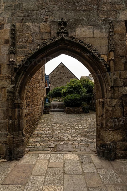 Ramparts at the medieval Dinan Castle along the River Rance in French Brittany