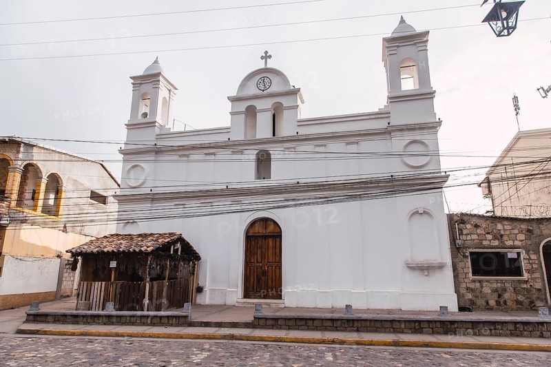 The white church in the town of Copan Ruinas. Honduras