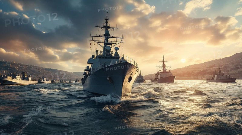 United states navy battleships presence in the easter mediterranean ocean. generative AI