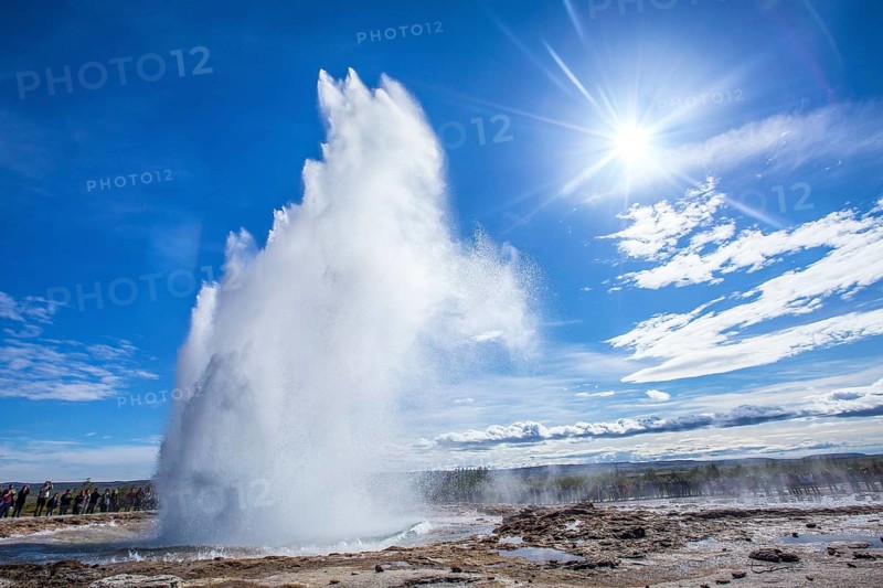 High water in the Geysir Strokkur of the golden circle of the south of Iceland