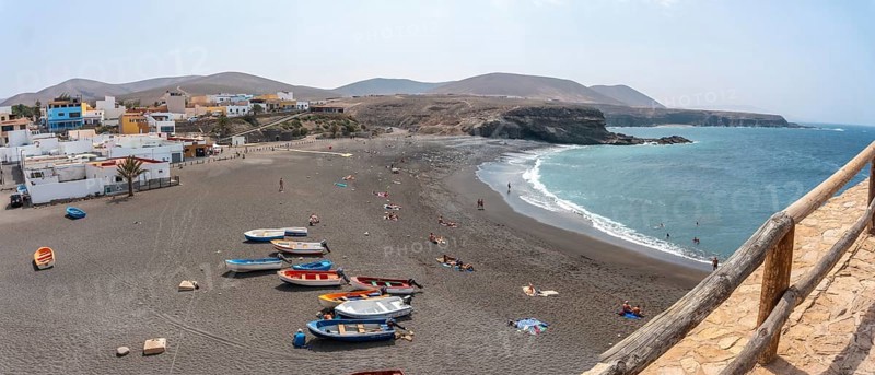 Panoramic of the beach of the coastal town of Ajuy near the town of Pajara