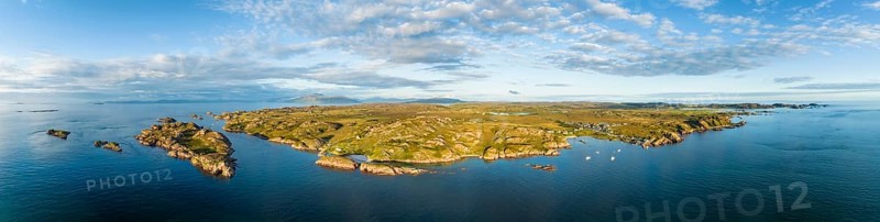 Aerial panorama of the western part of the Ross of Mull peninsula