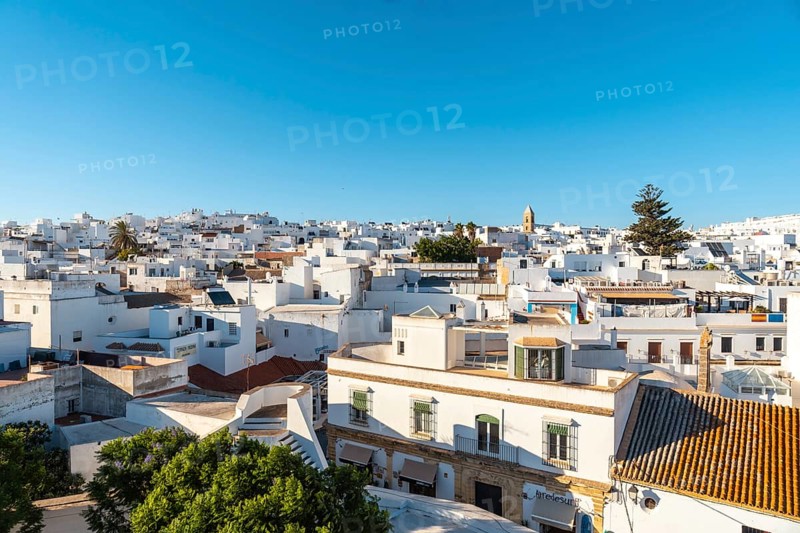 Panoramic view of the town of Conil de la Frontera from the Torre de Guzman