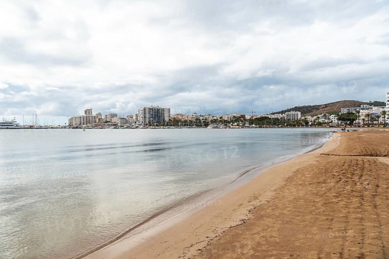 Beautiful Arenal beach in the coastal town of San Antonio Abad