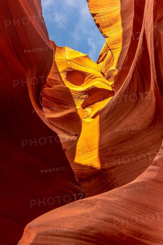 Mix of beautiful textures in Lower Antelope and the blue sky above in Arizona. United States