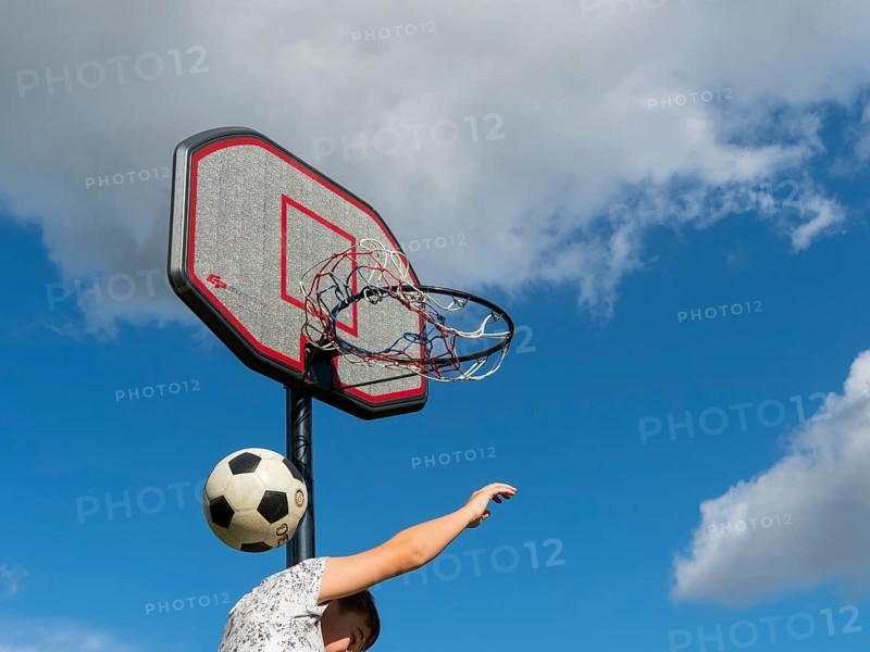 Basketball Jump with the ball to the basket and net