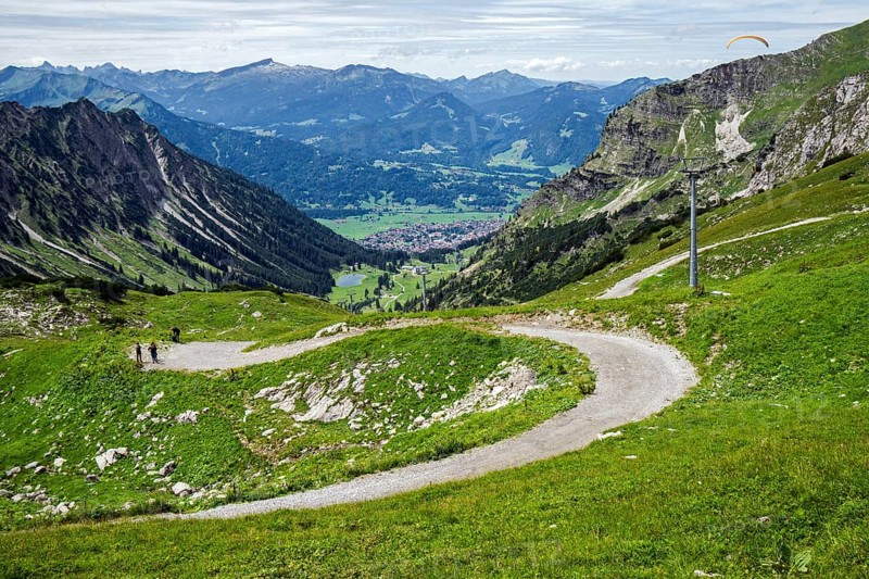 View from Hoefatsblick station of Oberstdorf and the Allgaeu Alps