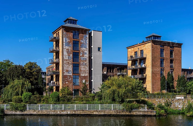 Restored brick-look residential buildings