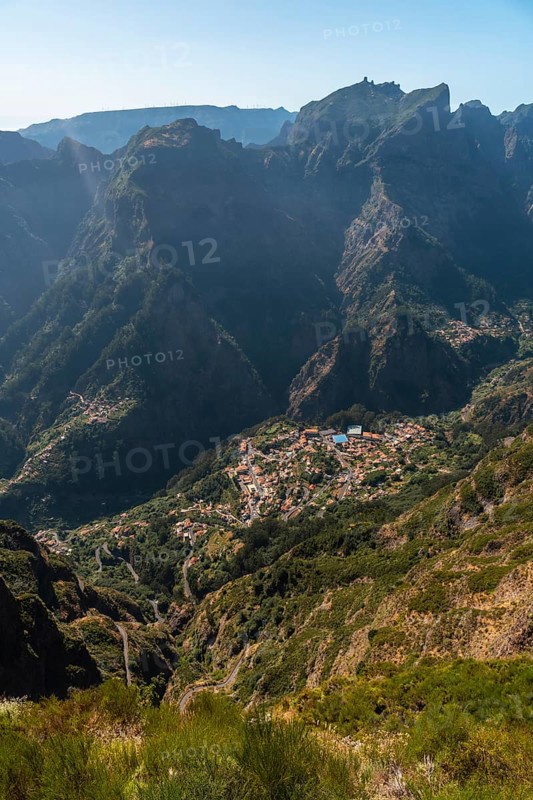 Aerial view of Curral das Freiras from the Miradouro do Paredao viewpoint