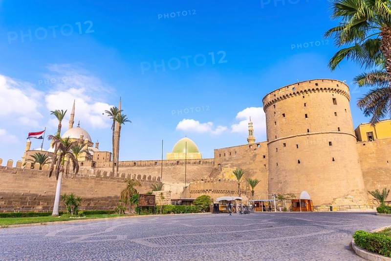 Fortress and walls of the Alabaster Mosque in the city of Cairo