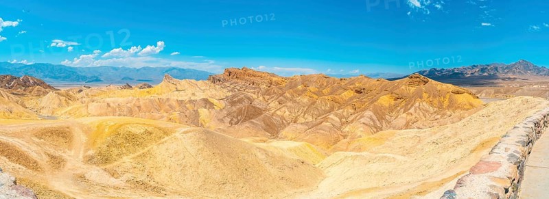 Panoramic of beautiful mix of colors from the Zabriskie Point viewpoint in Death Valley