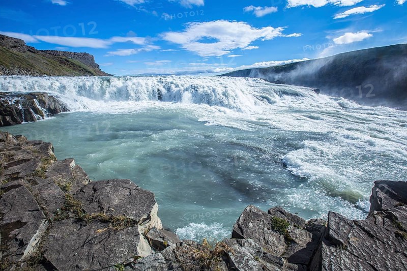 Gullfoss waterfall lookout in the golden circle of south of Iceland
