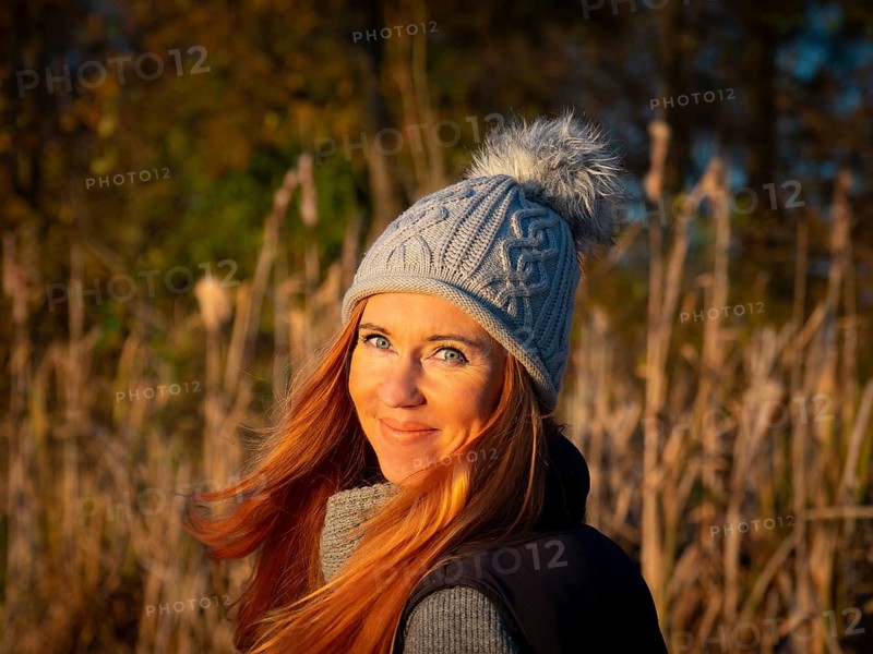 Woman with bobble hat and long hair