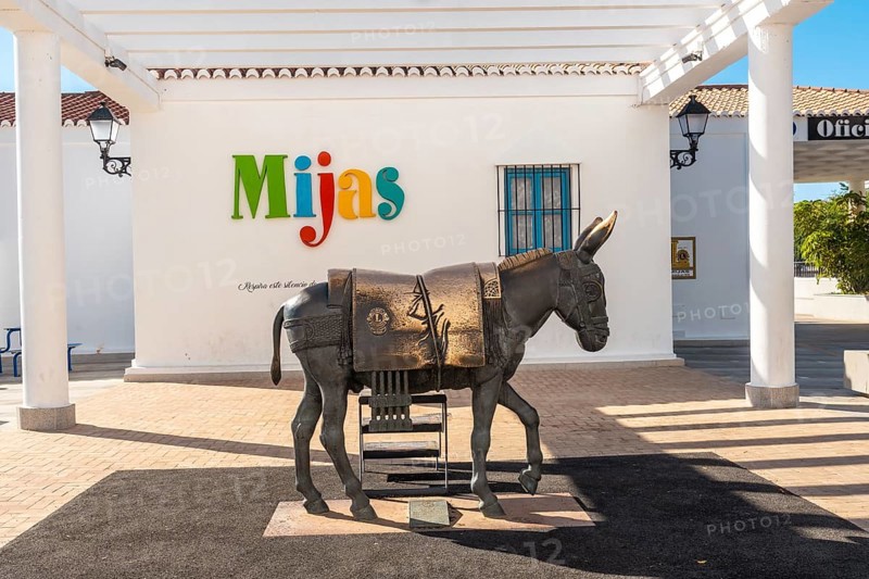 Sculpture of a donkey in the municipality of Mijas in Malaga. Andalusia