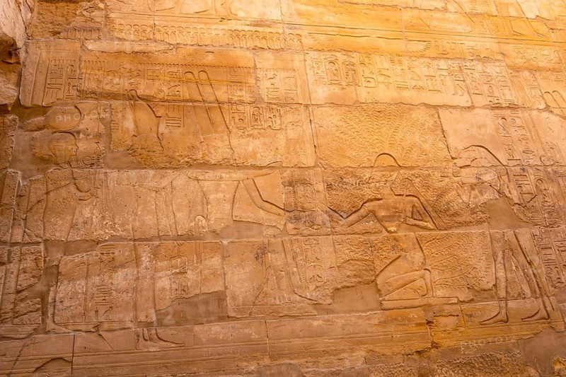 Hieroglyphs inside the Temple of Karnak