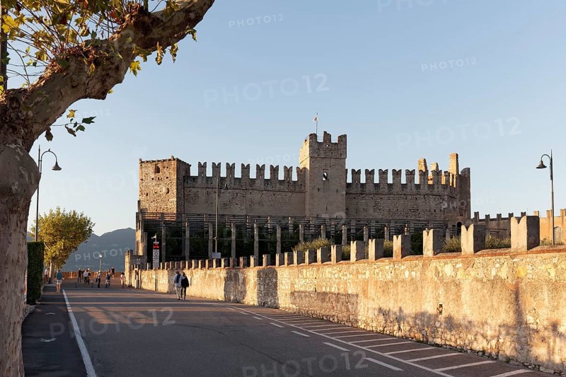 Scaliger castle and medieval city wall in the evening light