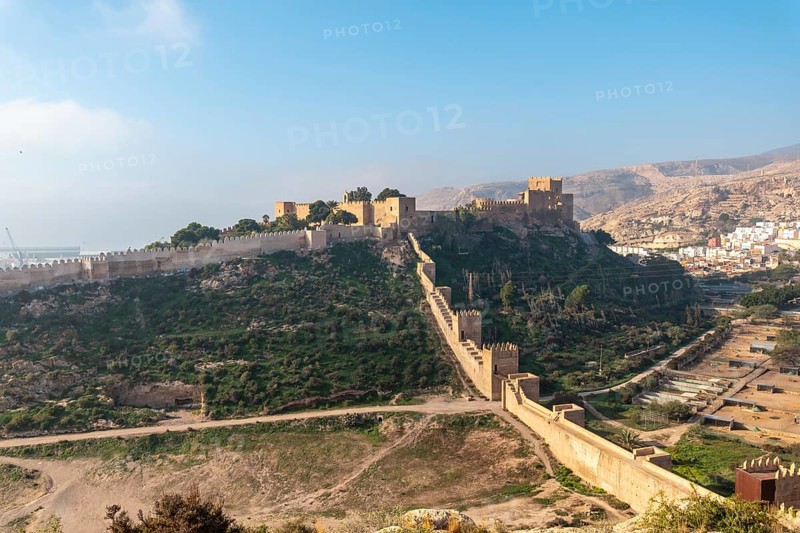 View from the viewpoint of Cerro San Cristobal de la Muralla de Jairan and the Alcazaba the town of Almeria