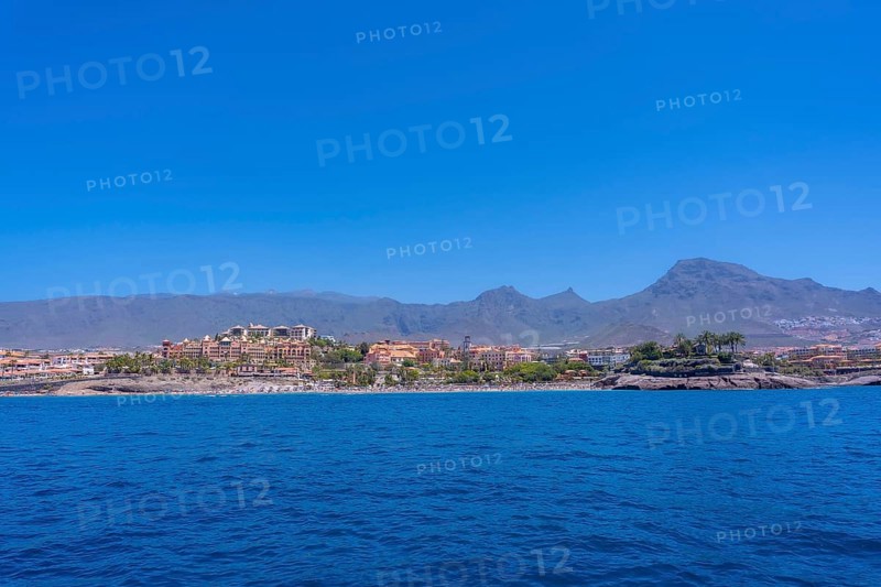 Panoramic view of the Costa de Adeje from a boat in the south of Tenerife