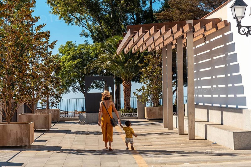 A young mother with her son in the municipality of Mijas in Malaga. Andalusia