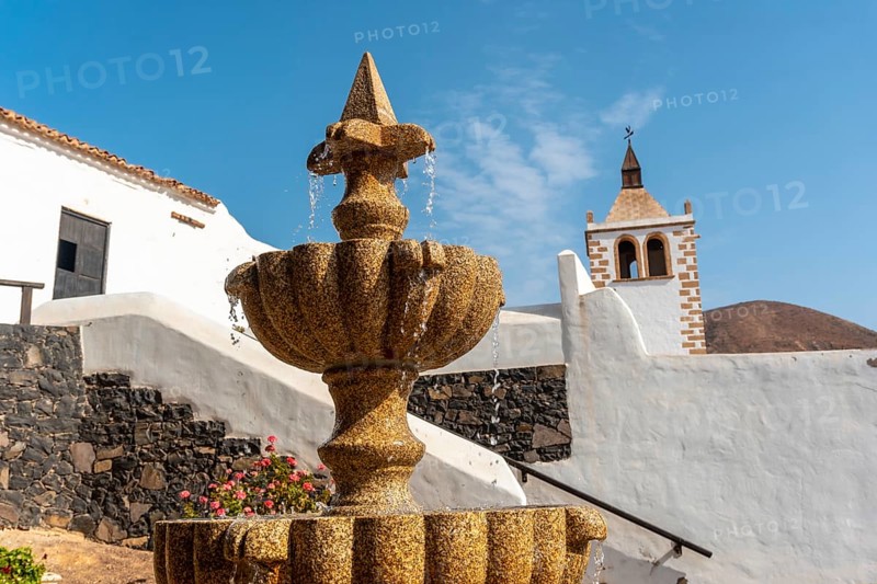 Detail of the water in the fountain next to the white church of Betancuria