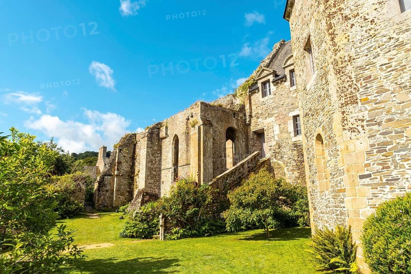 Walls of the ruined church of Abbaye de Beauport in the village of Paimpol