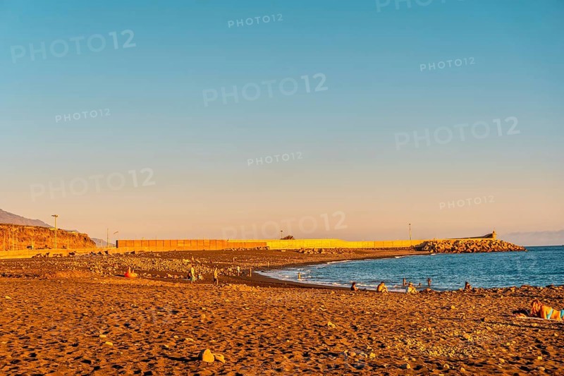 The beach at sunset of Puerto de Tazacorte on the island of La Palma