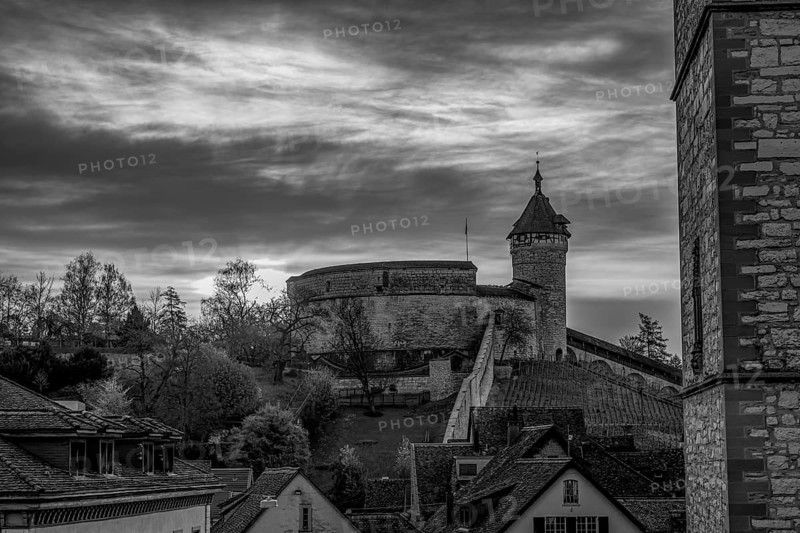 The Munot Castle of Schaffhausen in Sunrise in Switzerland