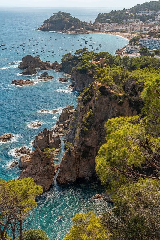 View of the city of Tossa de Mar from above from the viewpoint