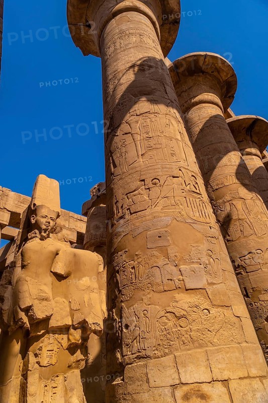 Sculpture of the pharaoh inside the Karnak temple