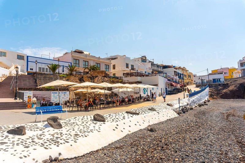 Beach of the tourist town of El Cotillo in the north of the island of Fuerteventura