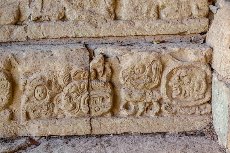Mayan drawings in the temples of Copan Ruinas. Honduras