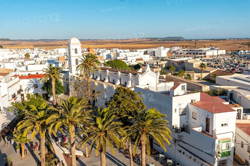 View of the Church of Santa Catalina from the Torre de Guzman in Conil de la Frontera