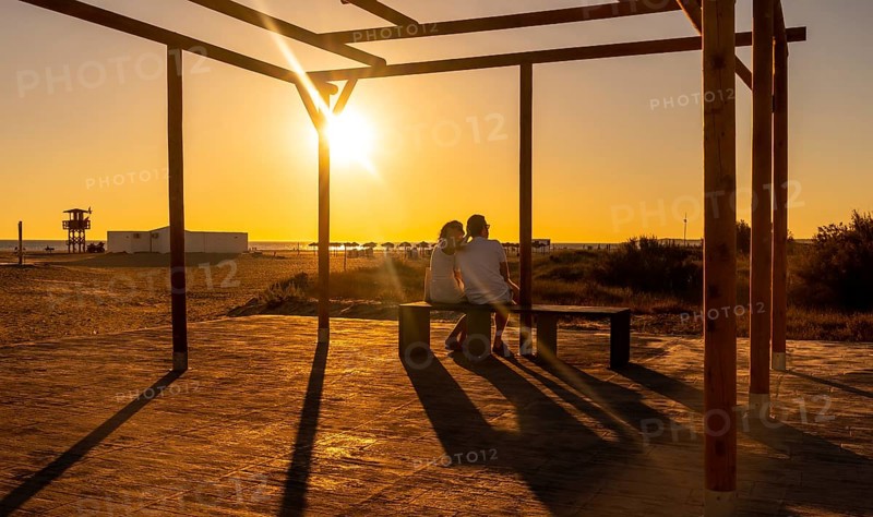 A couple in love on the Bateles beach in Conil de la Frontera