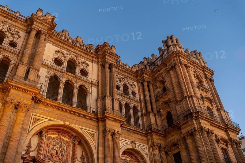 Facade of the Cathedral of the Incarnation in the city of Malaga