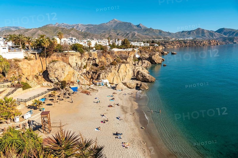 Calahonda beach in the town of Nerja one spring afternoon seen from above