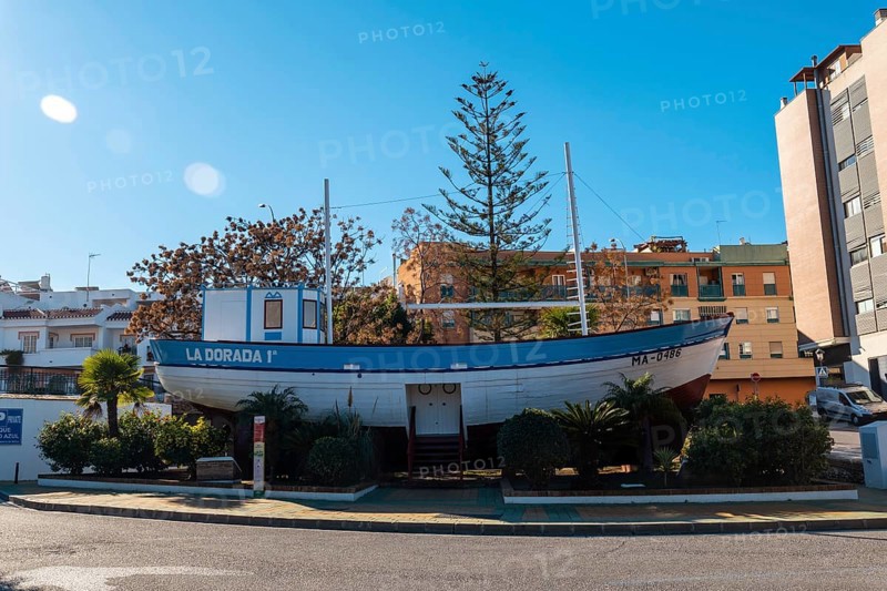 Famous boat from a famous series in a tribute roundabout