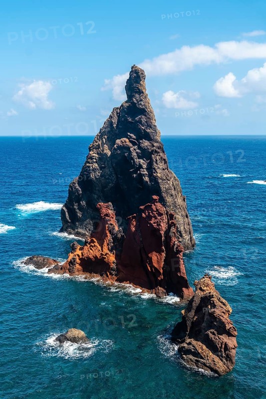 View from the viewpoint of the rock formations at Ponta de Sao Lourenco