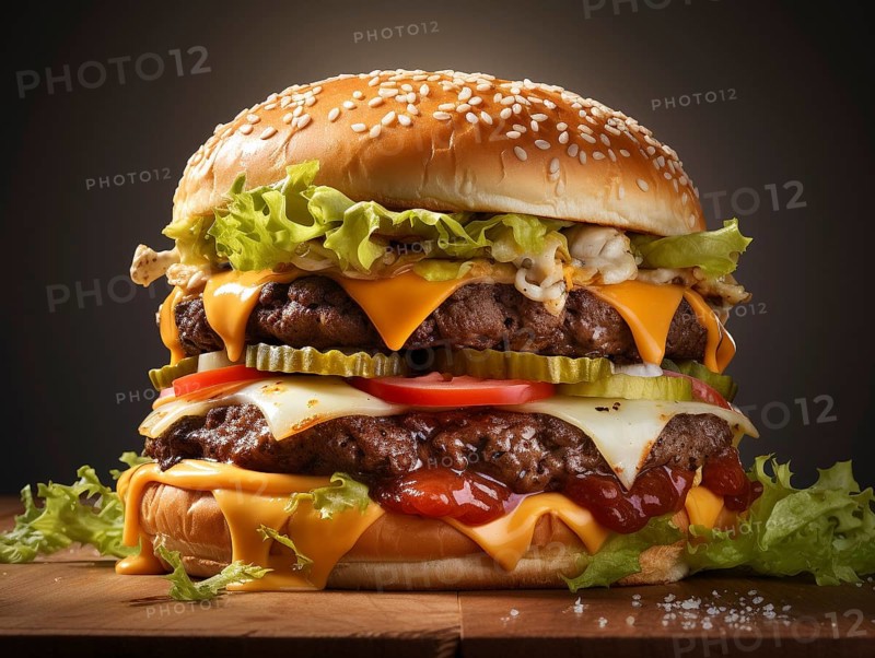 Fresh cooked delicious double cheeseburger with all the fixings. generative AI