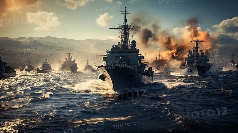 United states navy battleships presence in the easter mediterranean ocean. generative AI