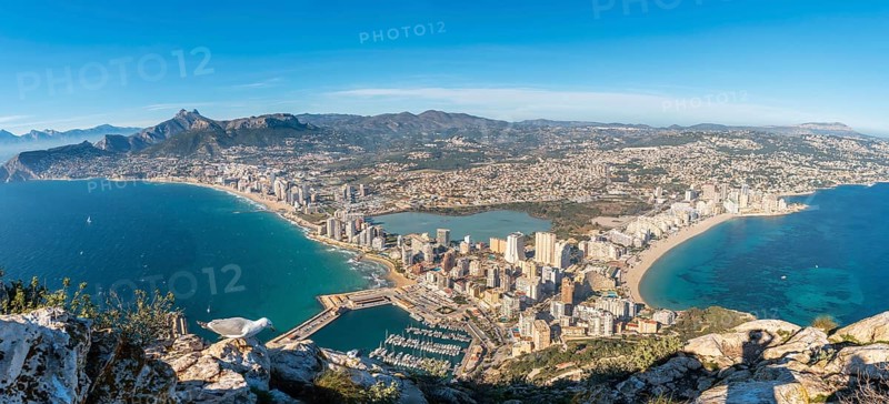Panoramic of the city of Calpe from the top in the Penon de Ifach Natural Park