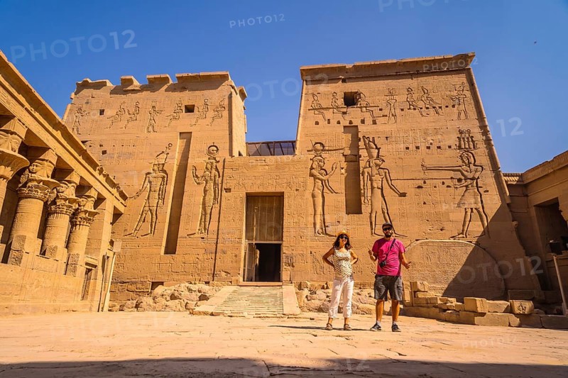 A couple of tourists at the Temple of Philae