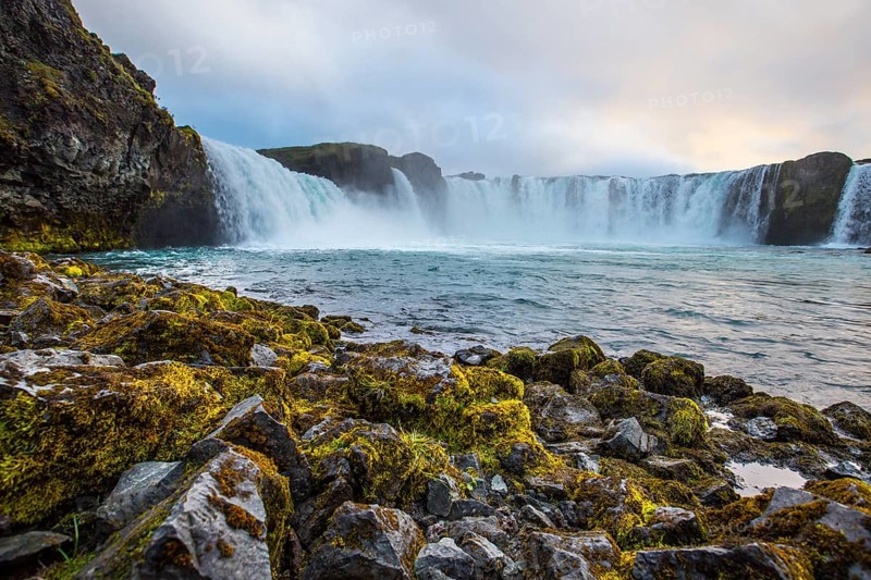 The impressive Godafoss waterfall from below. Iceland